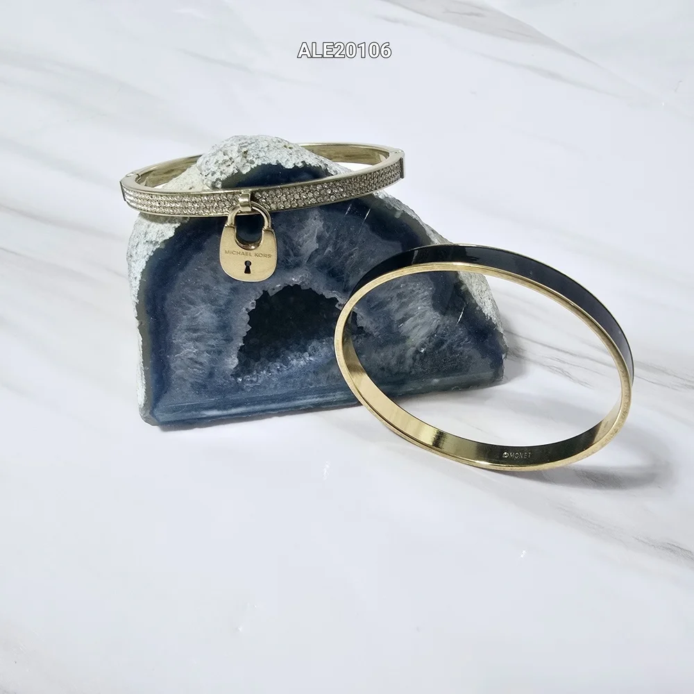 Michael Kors Gold Tone, Monet Vintage Black Bundle Of two Bracelets.